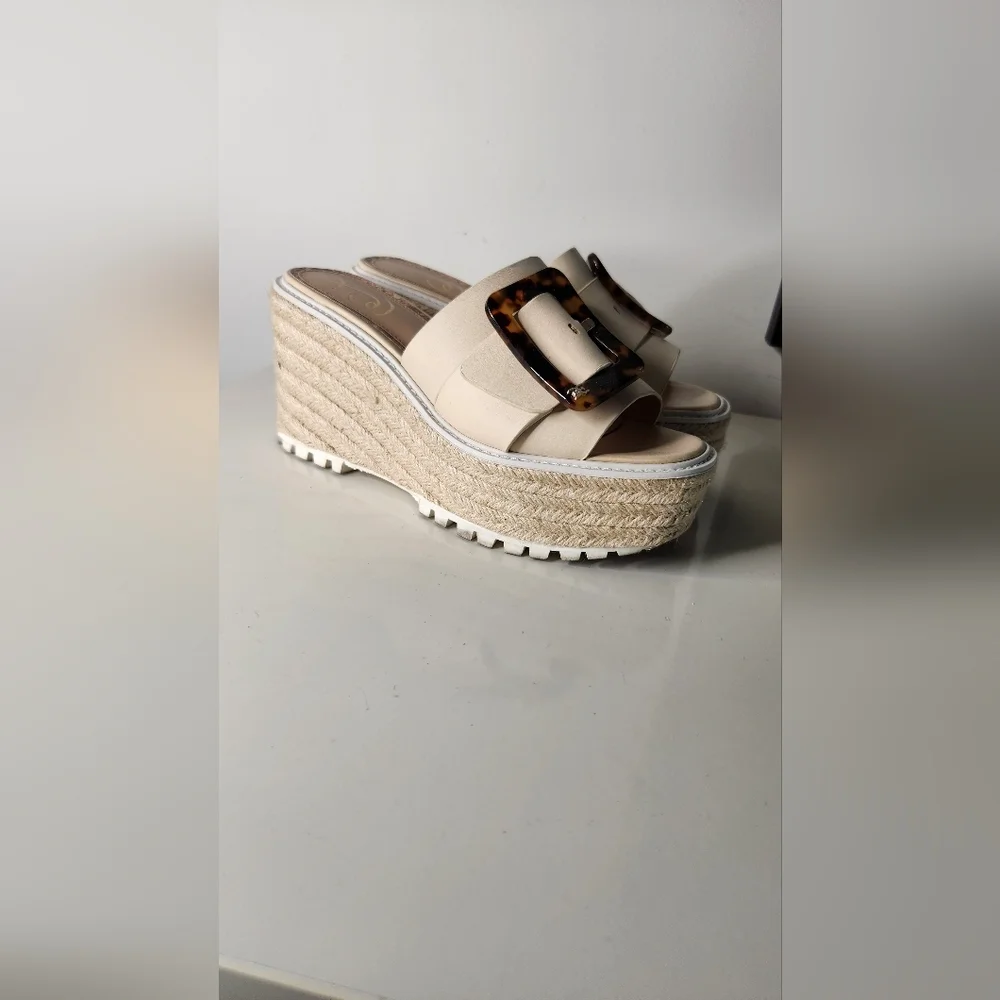 Women's Sam Edelman Cream Espadrille Platform Sandals - Picture 4 of 8
